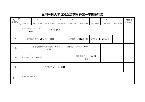 2011-2012学年下学期药学院课表(定稿)