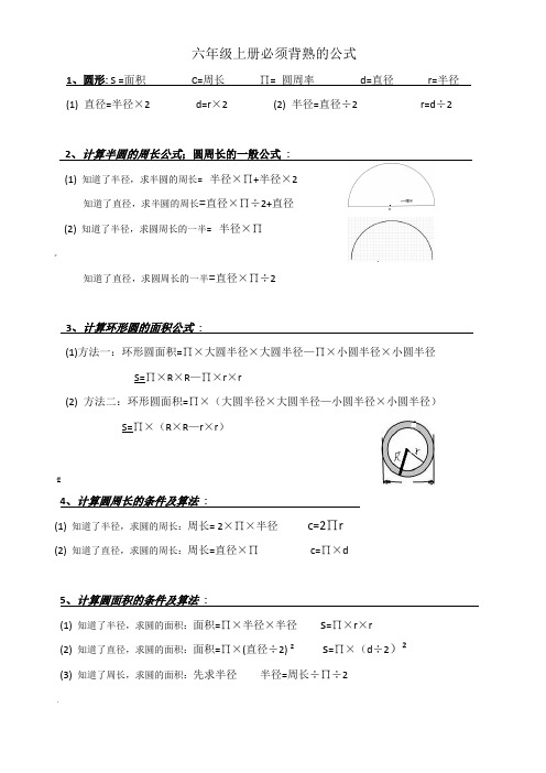 六年级下册必须背熟的-圆单元公式