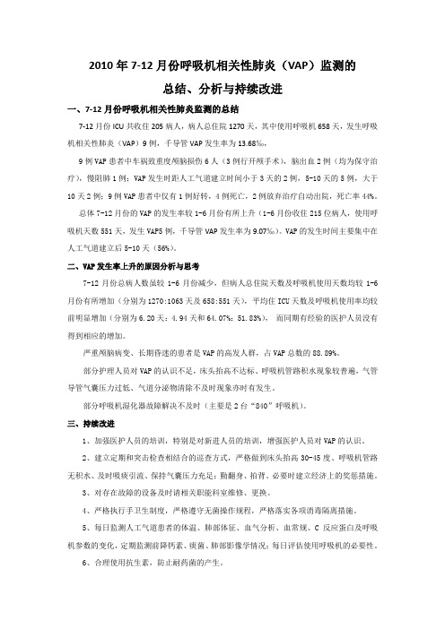 医疗质量持续改进-呼吸机相关性肺炎PDCA