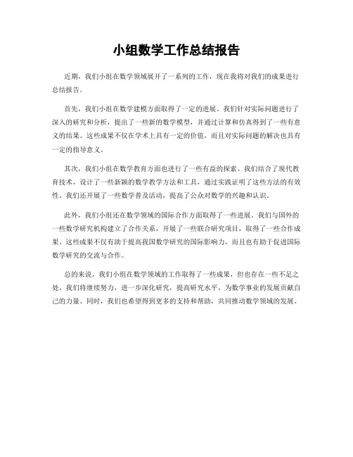 小组数学工作总结报告