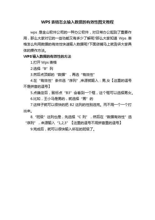 WPS表格怎么输入数据的有效性图文教程