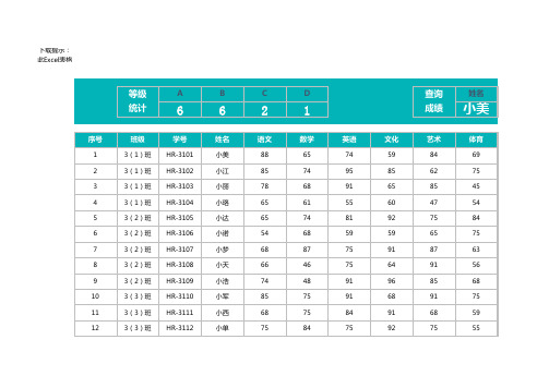 小学三年级年级学生成绩表(实时查询统计)