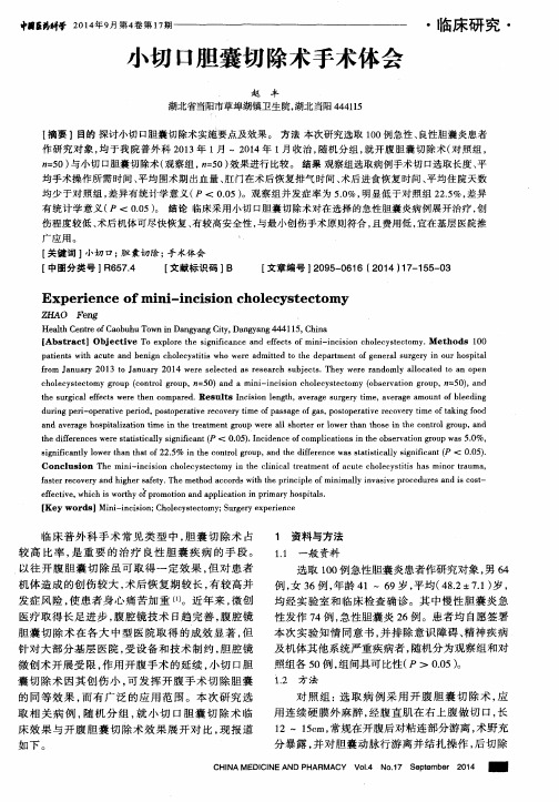 小切口胆囊切除术手术体会