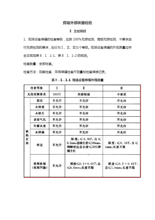 焊缝外部质量检验