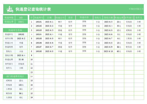 快递登记查询统计表