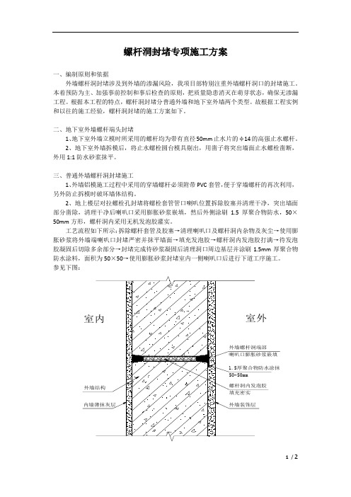 螺杆洞封堵专项施工方案 - 副本