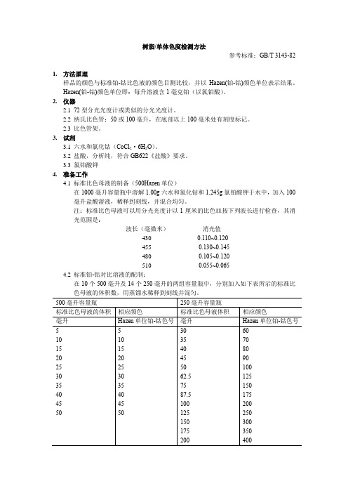 树脂(单体)色度检测方法