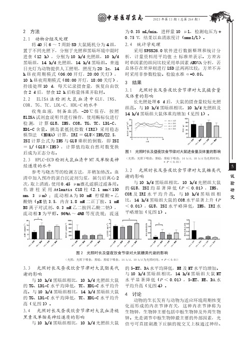 光照时长及昼夜饮食节律对大鼠糖脂代谢及单胺类神经递质的影响