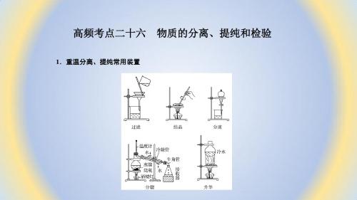 2018届高考化学二轮复习 高频考点精讲 高频考点26 物质的分离、提纯和检验课件