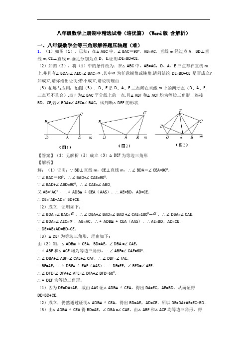 八年级数学上册期中精选试卷(培优篇)(Word版 含解析)