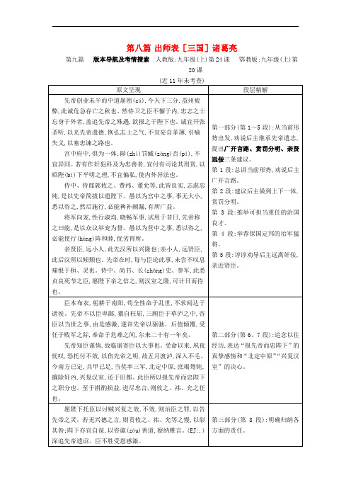 重庆市2016年中考语文 第二部分 古诗文积累与阅读 专题二 文言文阅读 第8篇《出师表》