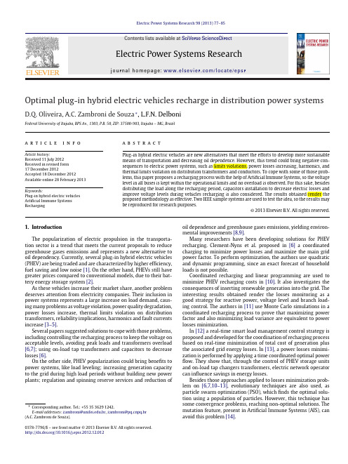 Optimal plug-in hybrid electric vehicles recharge in distribution power systems