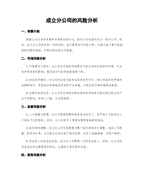 成立分公司的风险分析