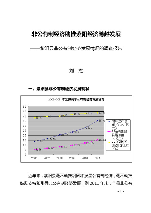 紫阳县非公有制经济发展情况的调查报告