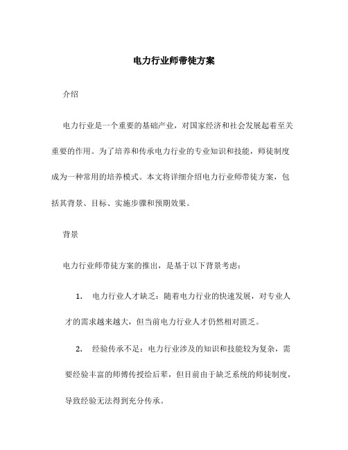 电力行业师带徒方案