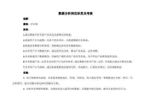 数据分析岗位职责及考核