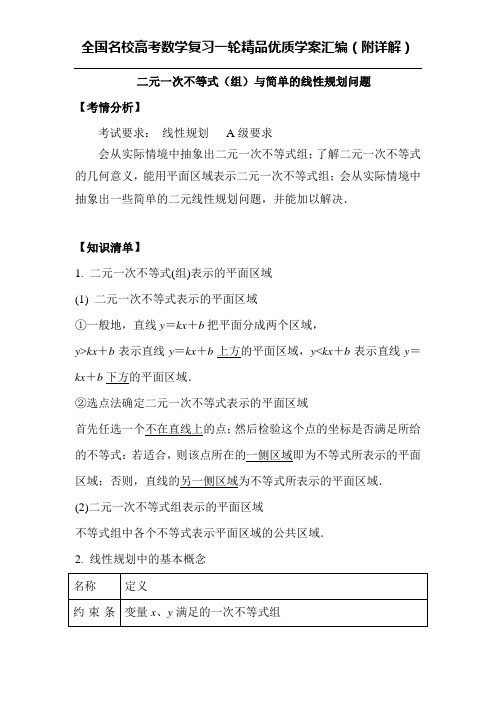 二元一次不等式(组)与简单的线性规划问题