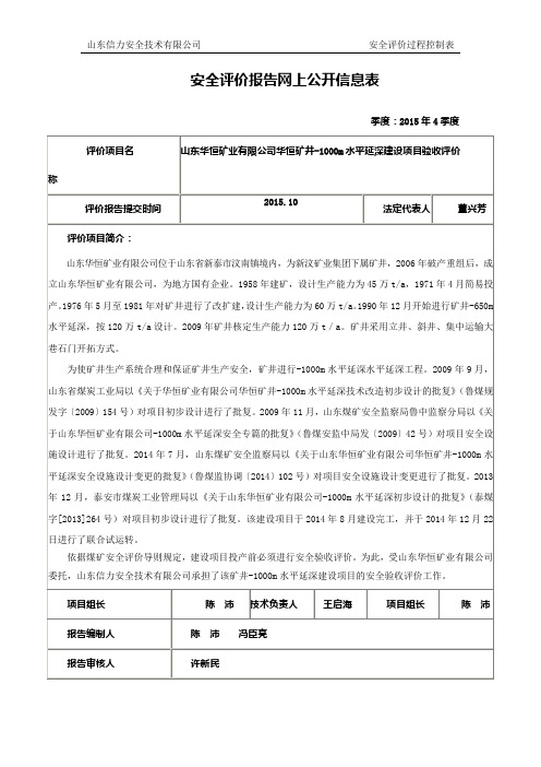 山东华恒矿业有限公司华恒矿井-山东信力安全技术有限公司