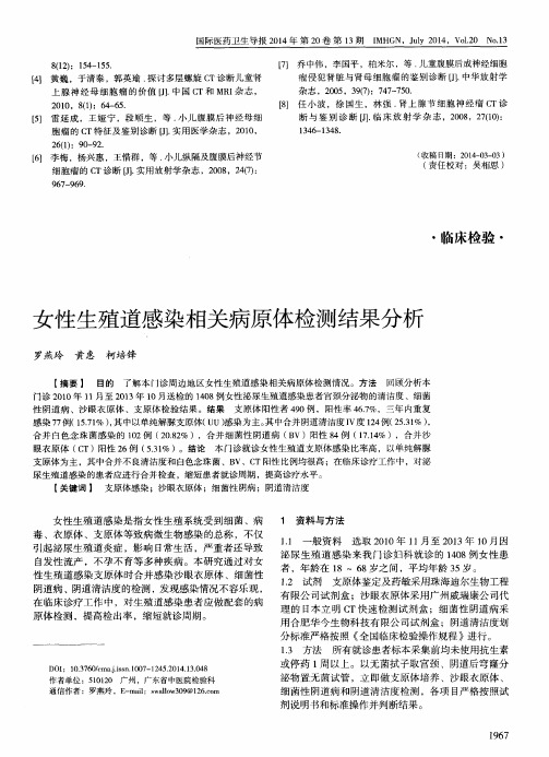 女性生殖道感染相关病原体检测结果分析