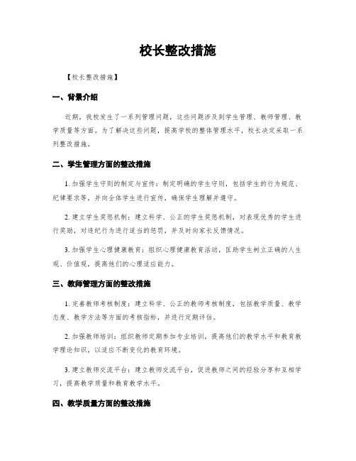 校长整改措施