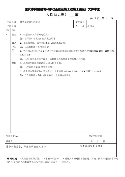 给排水图审意见