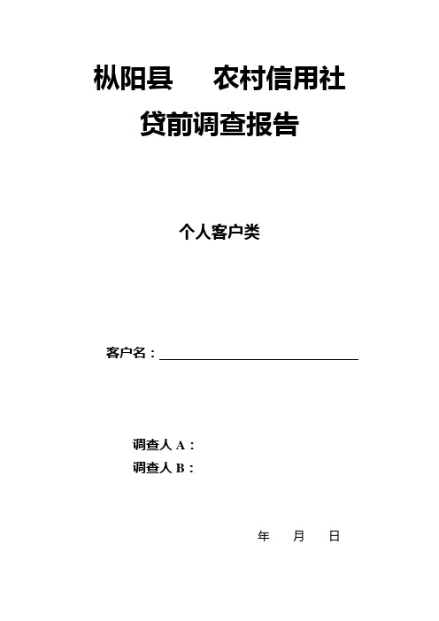 农村信用社贷前调查报告