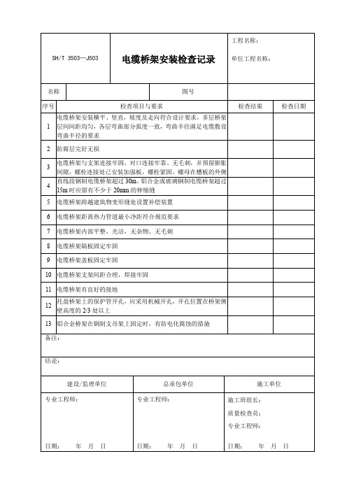 SH T 3503-J503电缆桥架安装检查记录