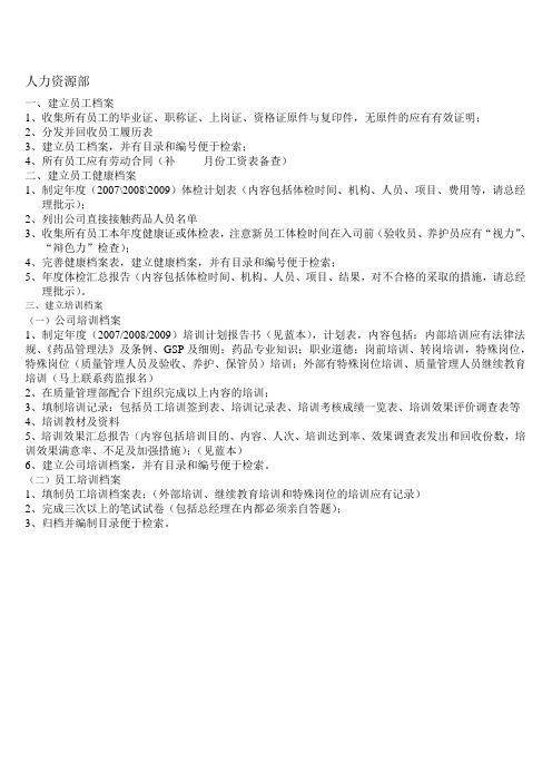 GSP人力资源部档案