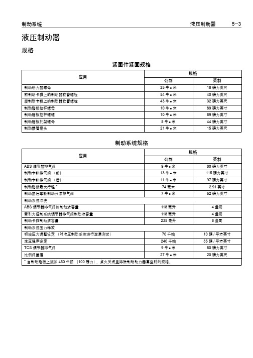 别克GL8维修手册：液压制动器