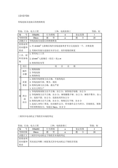 电机检修技能单项操作