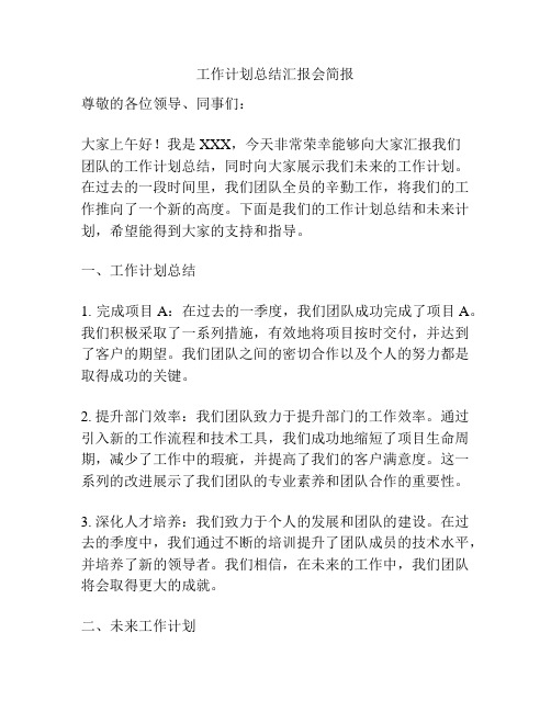 工作计划总结汇报会简报