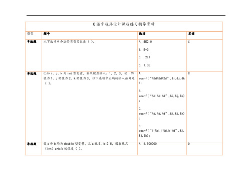 C语言程序设计课后练习辅导全资料