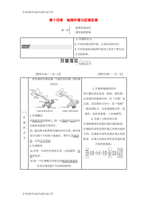 配套K122019届高考地理一轮复习第4部分第十四章地理环境与区域发展学案