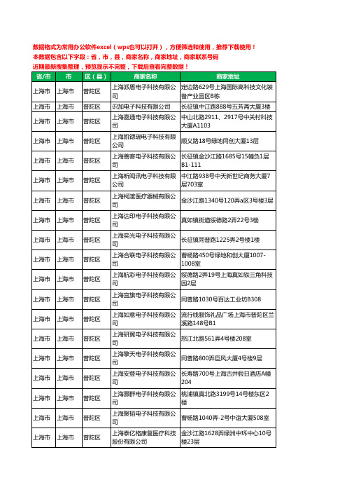 2020新版上海市上海市普陀区电子科技有限公司工商企业公司商家名录名单黄页联系电话号码地址大全108家