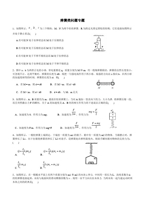 高中物理弹簧类问题专题(无答案)