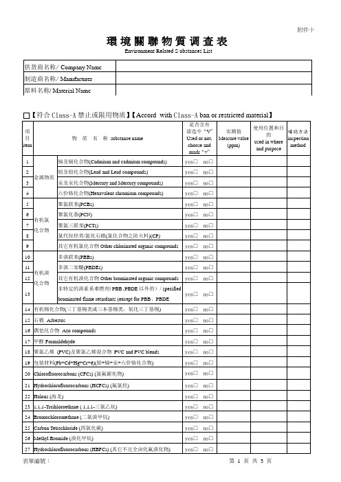 环境关联物质调查表 2