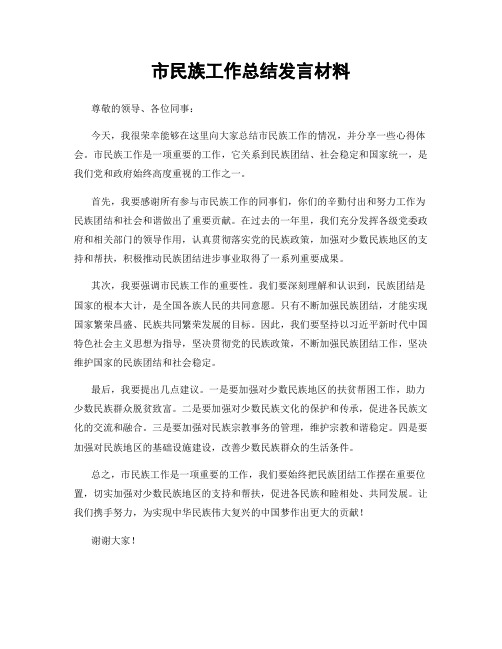 市民族工作总结发言材料