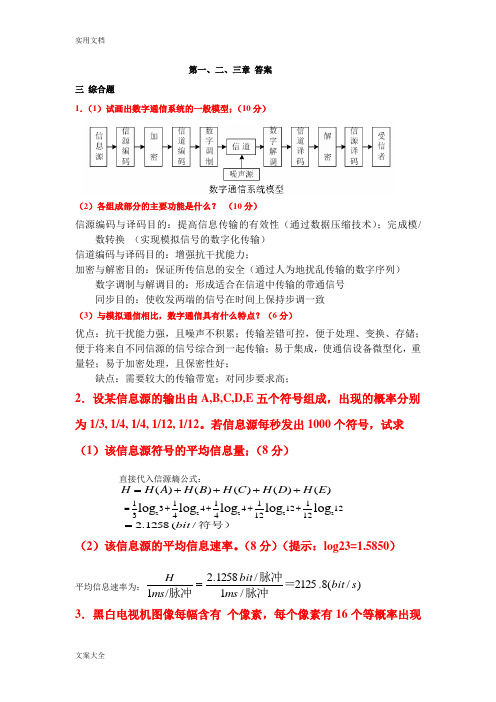 通信原理单元测试问题详解