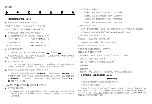 2018年泰山博文重点中学 小升初语文试题答卷及参考答案