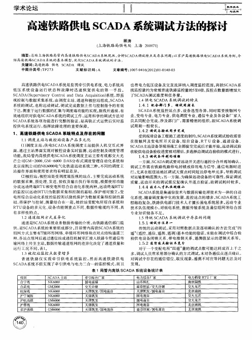 高速铁路供电SCADA系统调试方法的探讨