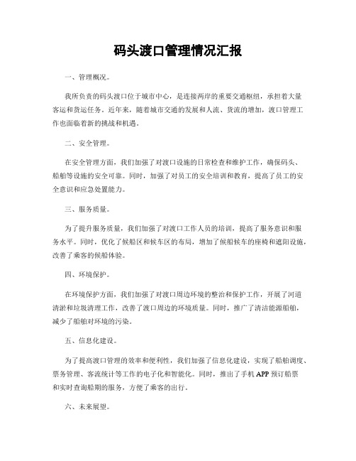 码头渡口管理情况汇报