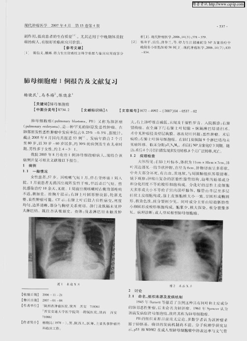 肺母细胞瘤1例报告及文献复习