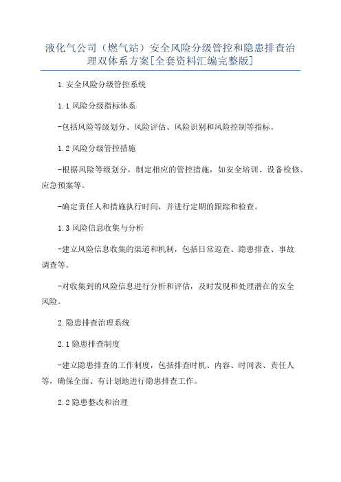 液化气公司(燃气站)安全风险分级管控和隐患排查治理双体系方案[全套资料汇编完整版]