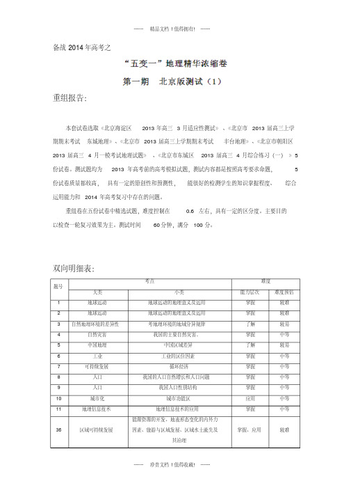 (解析)北京卷01(第01期)高三地理名校试题精选重组