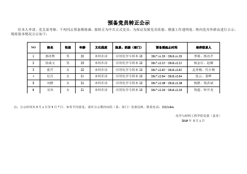 预备党员转正公示