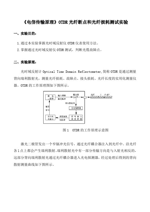 《电信传输原理》OTDR光纤断点和光纤损耗测试实验一