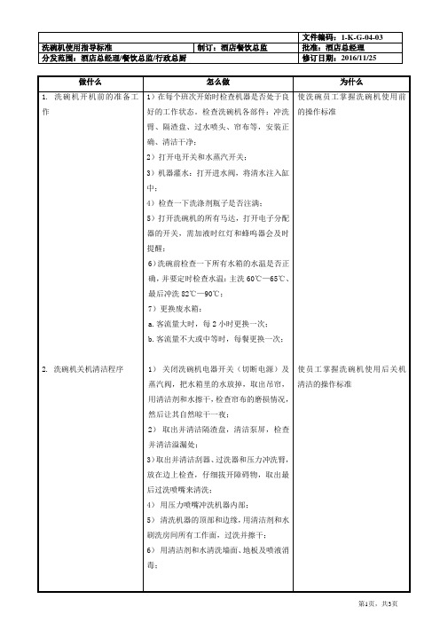 洗碗机使用指导标准