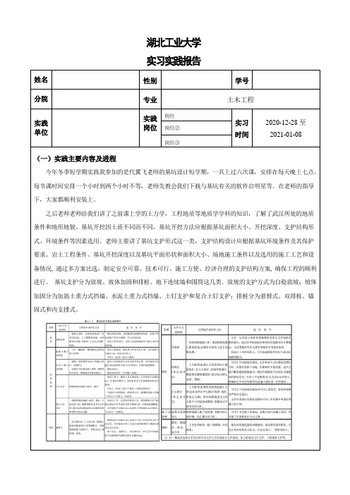 湖北工业大学土木工程短学期实践报告