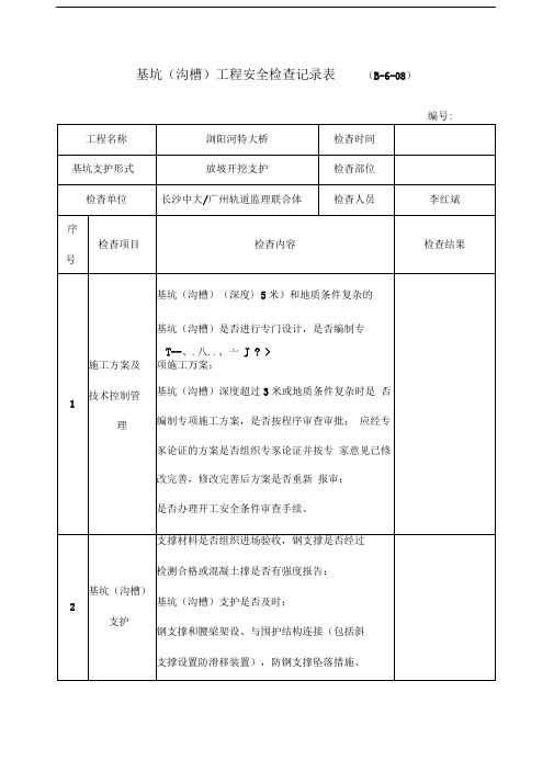 基坑工程安全检查记录表