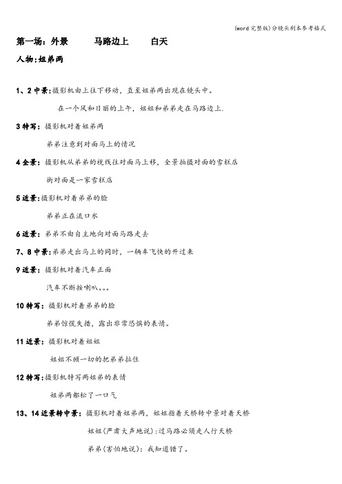 (word完整版)分镜头参考格式